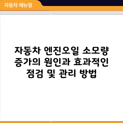 자동차 엔진오일 소모량 증가의 원인과 효과적인 점검 및 관리 방법