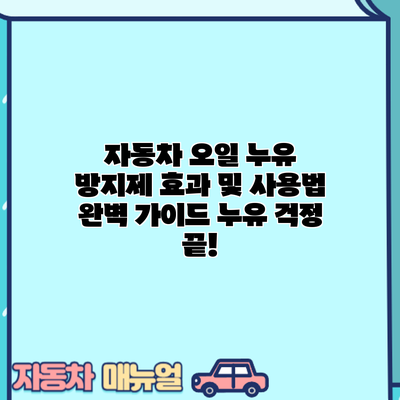 자동차 오일 누유 방지제 효과 및 사용법 완벽 가이드: 누유 걱정 끝!