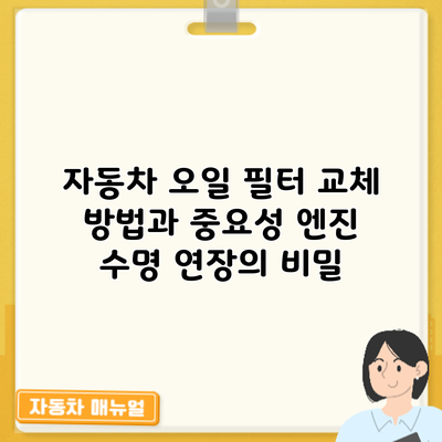 자동차 오일 필터 교체 방법과 중요성: 엔진 수명 연장의 비밀