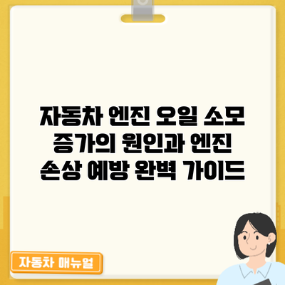 자동차 엔진 오일 소모 증가의 원인과 엔진 손상 예방 완벽 가이드