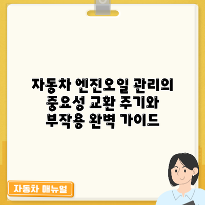 자동차 엔진오일 관리의 중요성: 교환 주기와 부작용 완벽 가이드