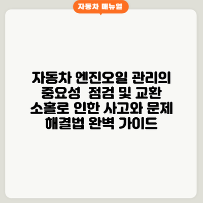 자동차 엔진오일 관리의 중요성: 점검 및 교환 소홀로 인한 사고와 문제 해결법 완벽 가이드
