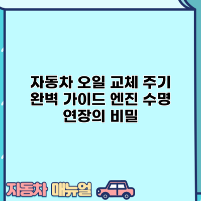 자동차 오일 교체 주기 완벽 가이드: 엔진 수명 연장의 비밀