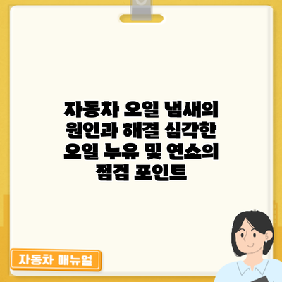 자동차 오일 냄새의 원인과 해결: 심각한 오일 누유 및 연소의 점검 포인트