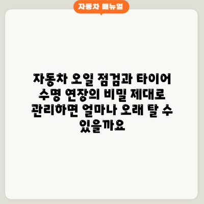 자동차 오일 점검과 타이어 수명 연장의 비밀: 제대로 관리하면 얼마나 오래 탈 수 있을까요?