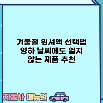 겨울철 워셔액 선택법: 영하 날씨에도 얼지 않는 제품 추천
