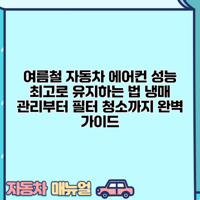 여름철 자동차 에어컨 성능 최고로 유지하는 법: 냉매 관리부터 필터 청소까지 완벽 가이드