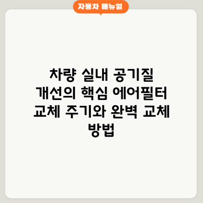 차량 실내 공기질 개선의 핵심: 에어필터 교체 주기와 완벽 교체 방법