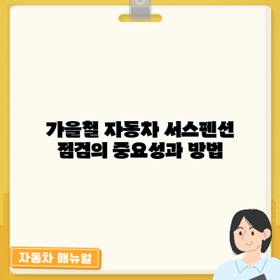가을철 자동차 서스펜션 점검의 중요성과 방법