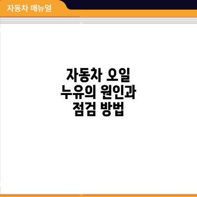 자동차 오일 누유의 원인과 점검 방법