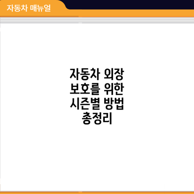 자동차 외장 보호를 위한 시즌별 방법 총정리