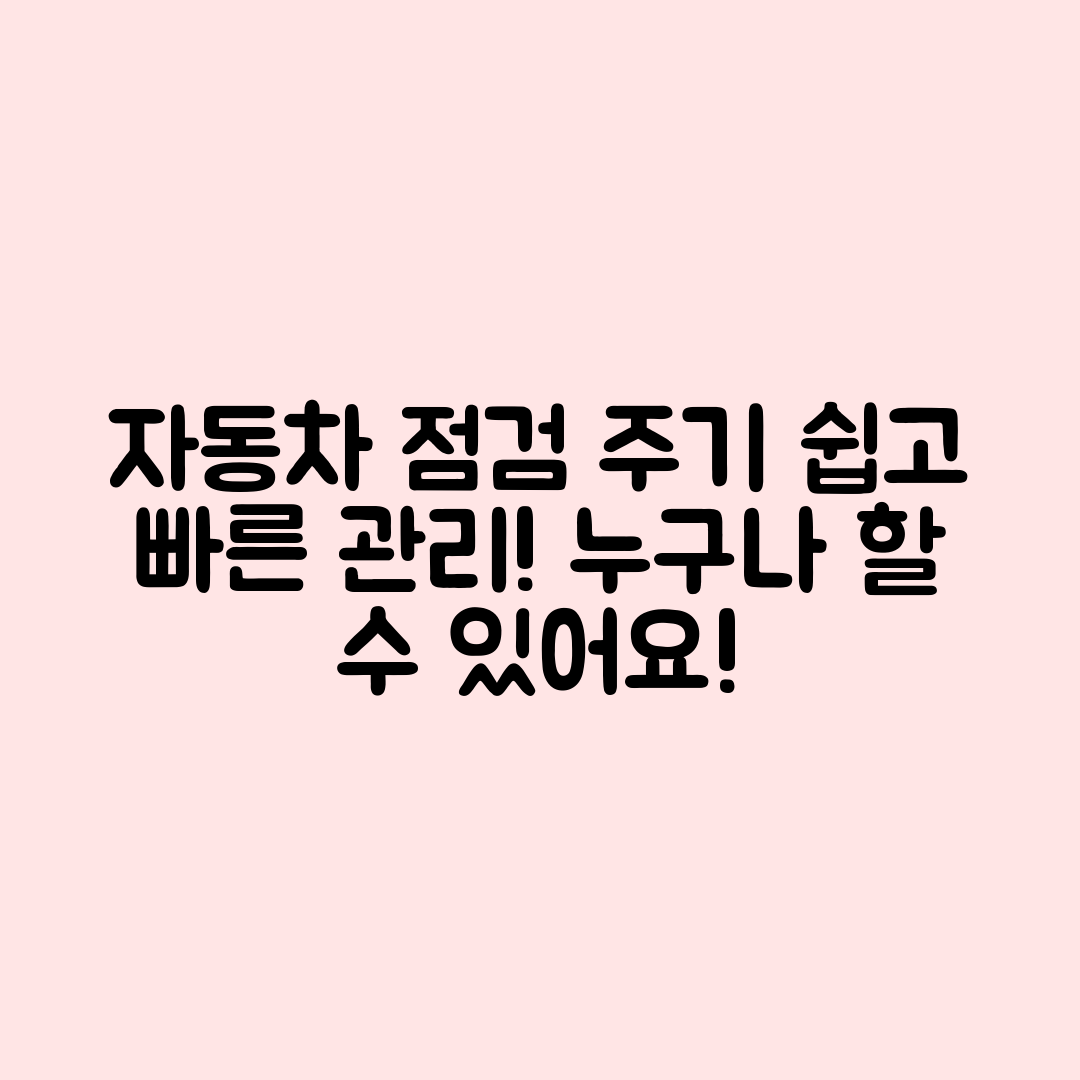 누구나 쉽게 이해하는 자동차 점검 주기 및 유지관리