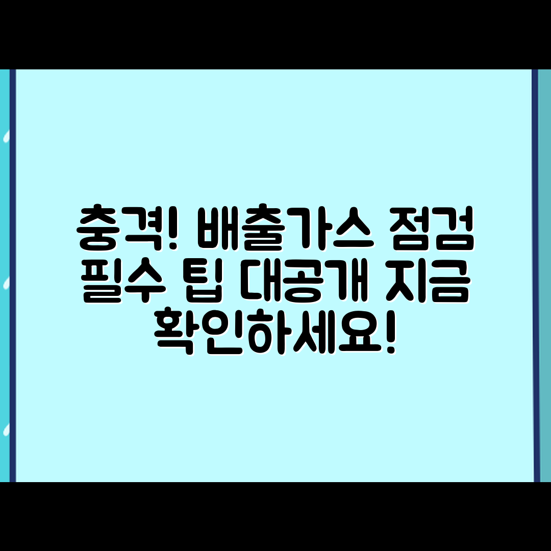 충격적인 자동차 배출가스 점검 팁!