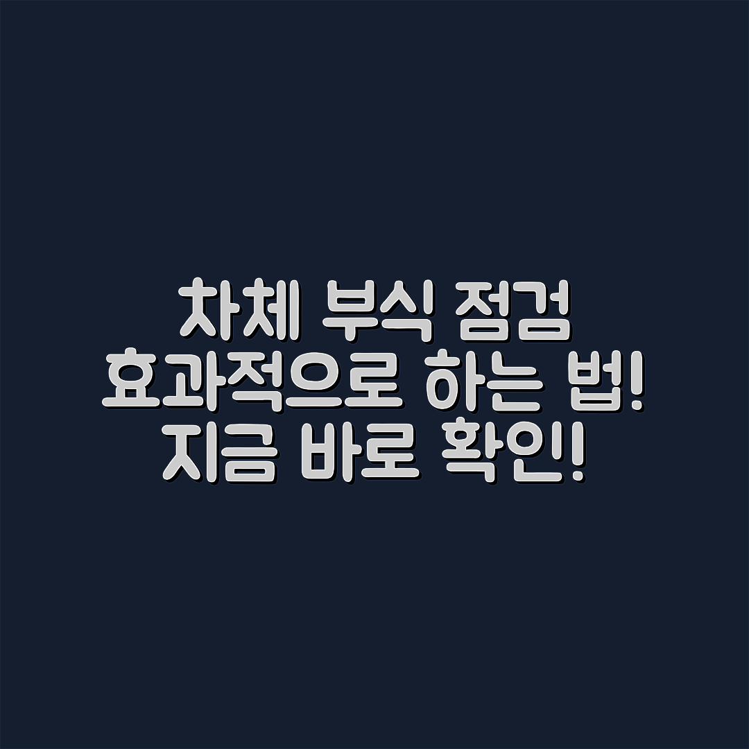 차체 부식 점검, 어떻게 효과적으로 할까요?