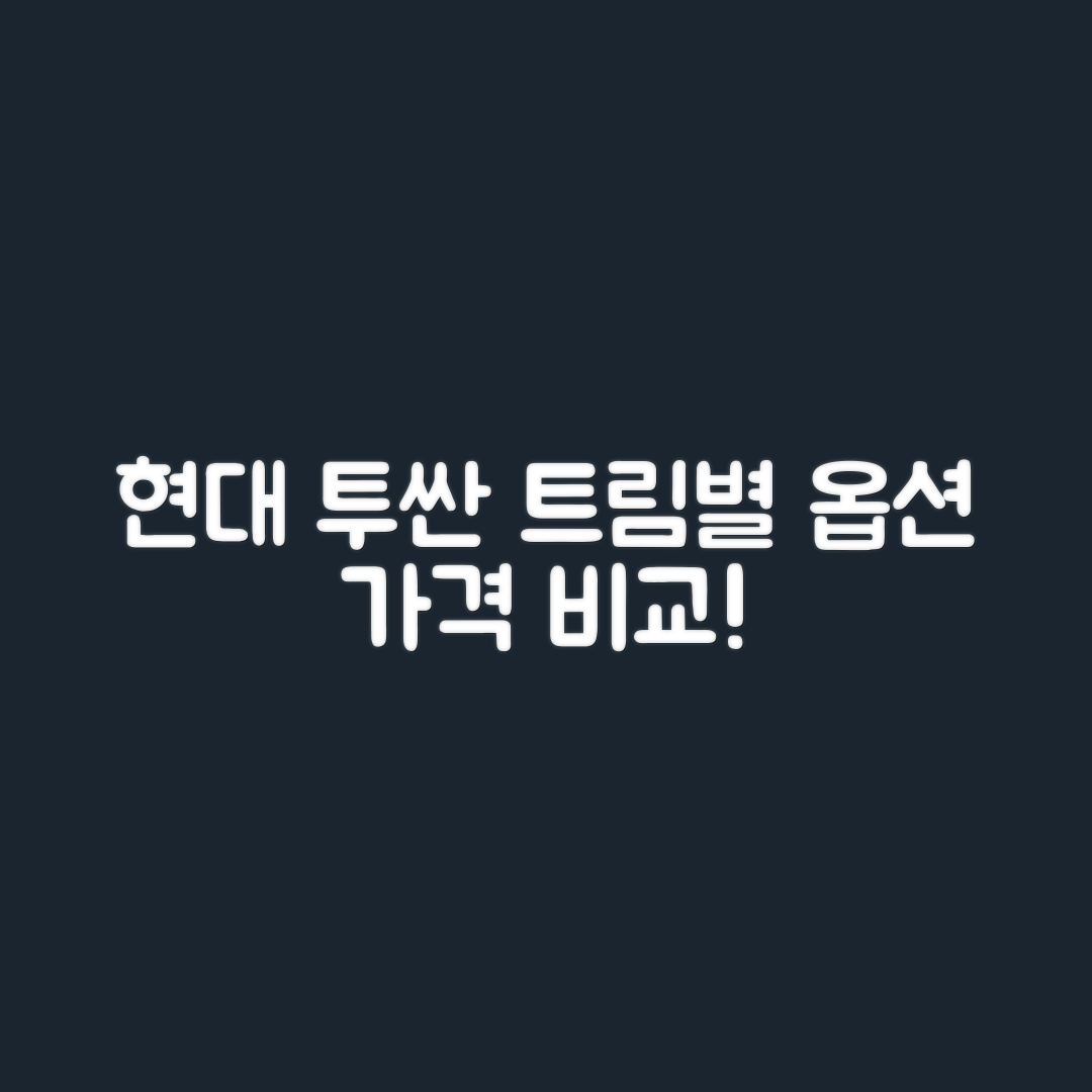 누구나 쉽게 이해하는 현대 투싼 트림별 옵션과 가격 비교