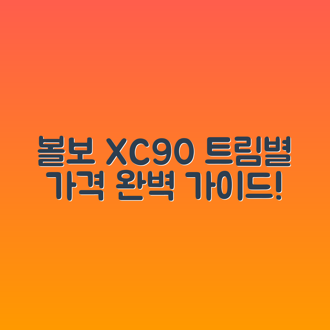 볼보 XC90 트림별 가격 옵션 완벽 가이드