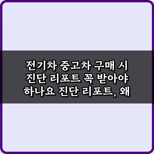 전기차 중고차 구매 시 진단 리포트 꼭 받아야 하나요? 궁금증 5가지 해소