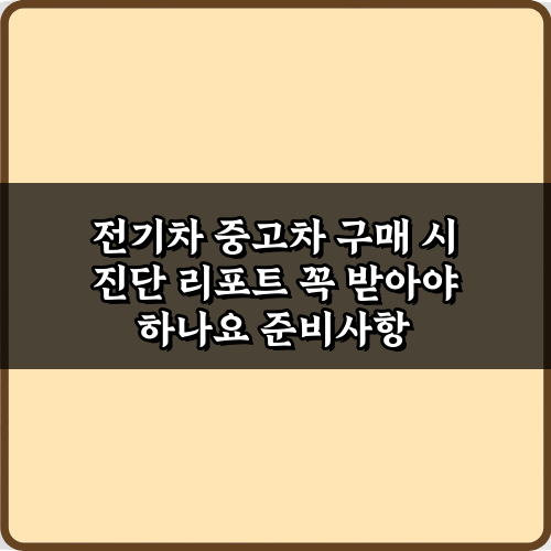 전기차 중고차 구매 시 진단 리포트 꼭 받아야 하나요? 궁금증 5가지 해소