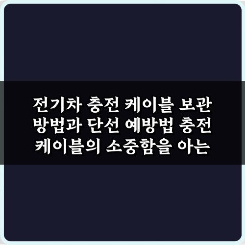 단선 걱정 끝! 전기차 충전 케이블 보관 방법과 단선 예방법 5가지