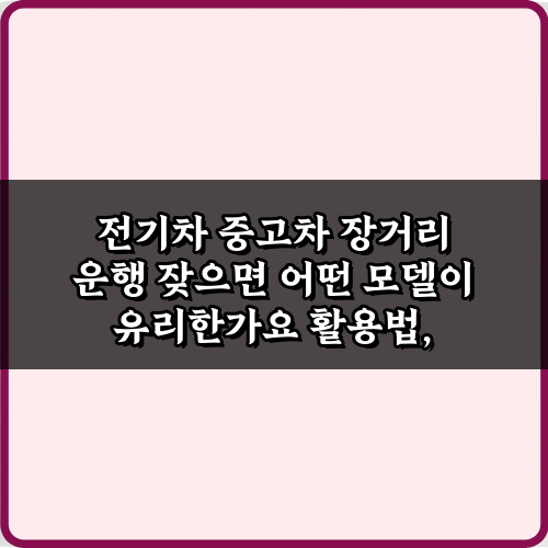전기차 중고차 장거리 운행 잦으면 어떤 모델이 유리한가요? 해답 5가지