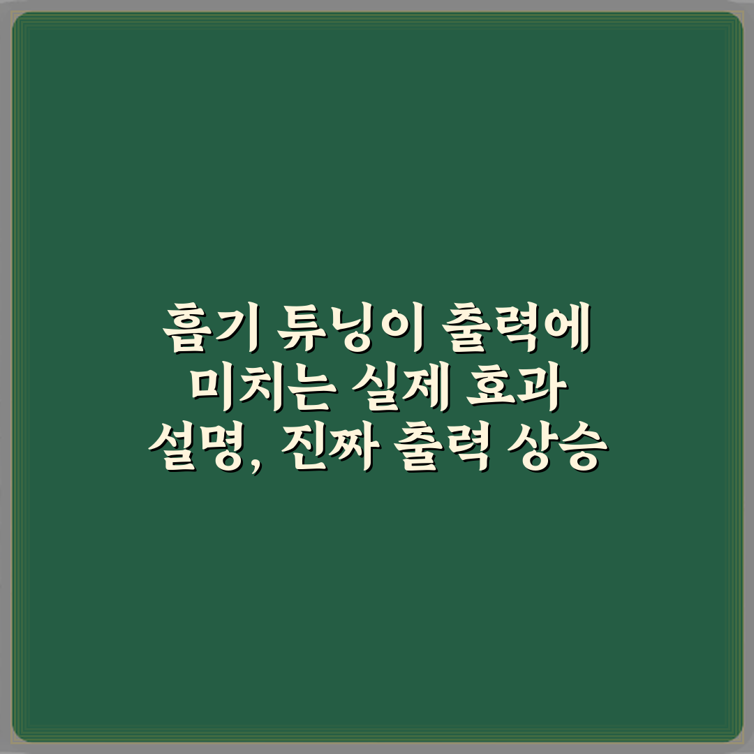 흡기 튜닝이 출력에 미치는 실제 효과 설명, 진짜 출력 상승 비법 7가지